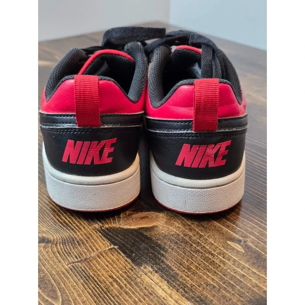 Nike Court Borough Youth Sneakers Size 6.5 Red Black Leather Court Low Top Shoes